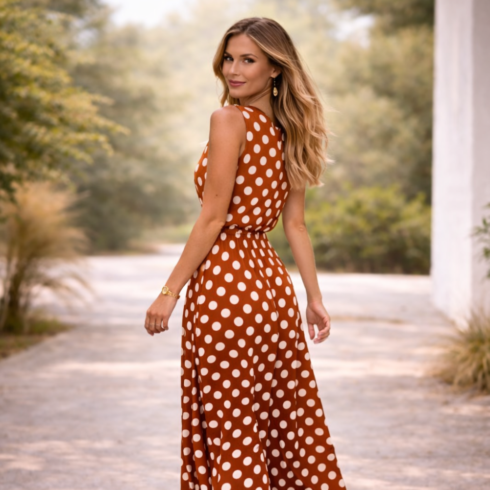 Robe Maxi à Pois | Inspiration Vintage | Coupe Flatteuse