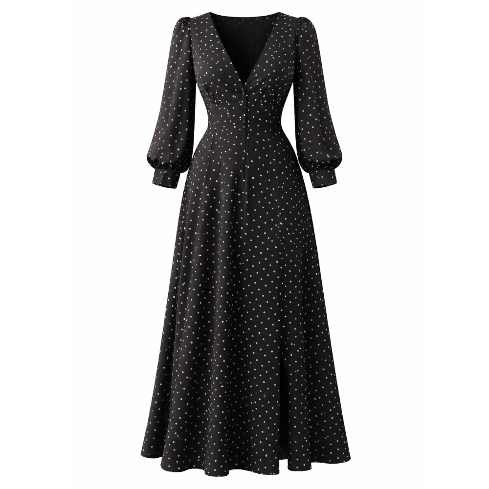Robe à Pois Élégante et Classique pour Femmes Coupe Fluide