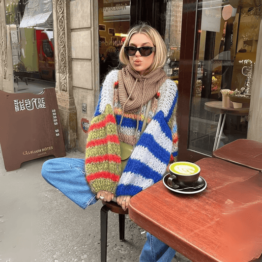 Kamena Gilet en tricot coloré pour femmes-Pull Col Roulé pour Femme-PARIS FEMME