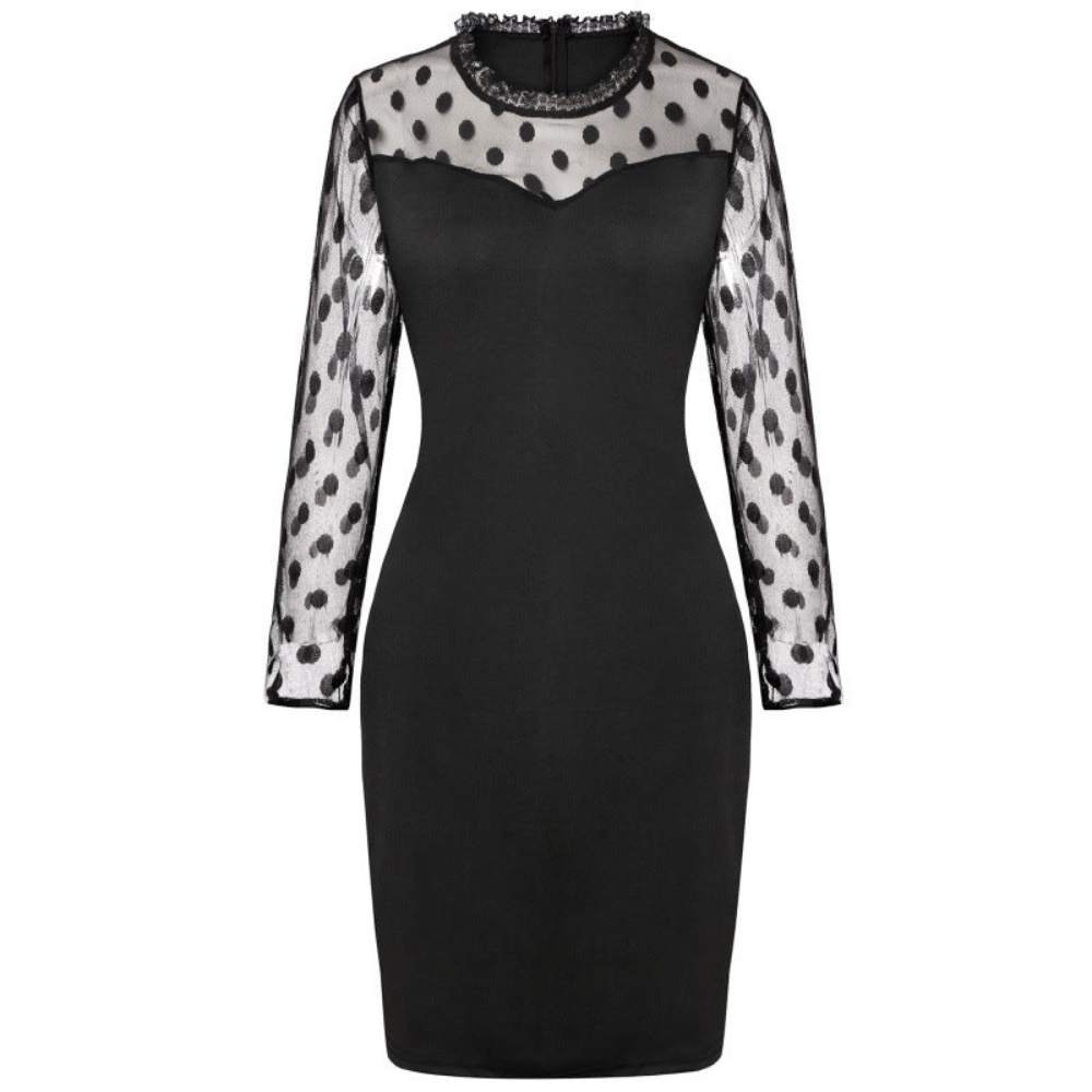 Robe à Pois | Manche Transparente | Élégante Mini Robe