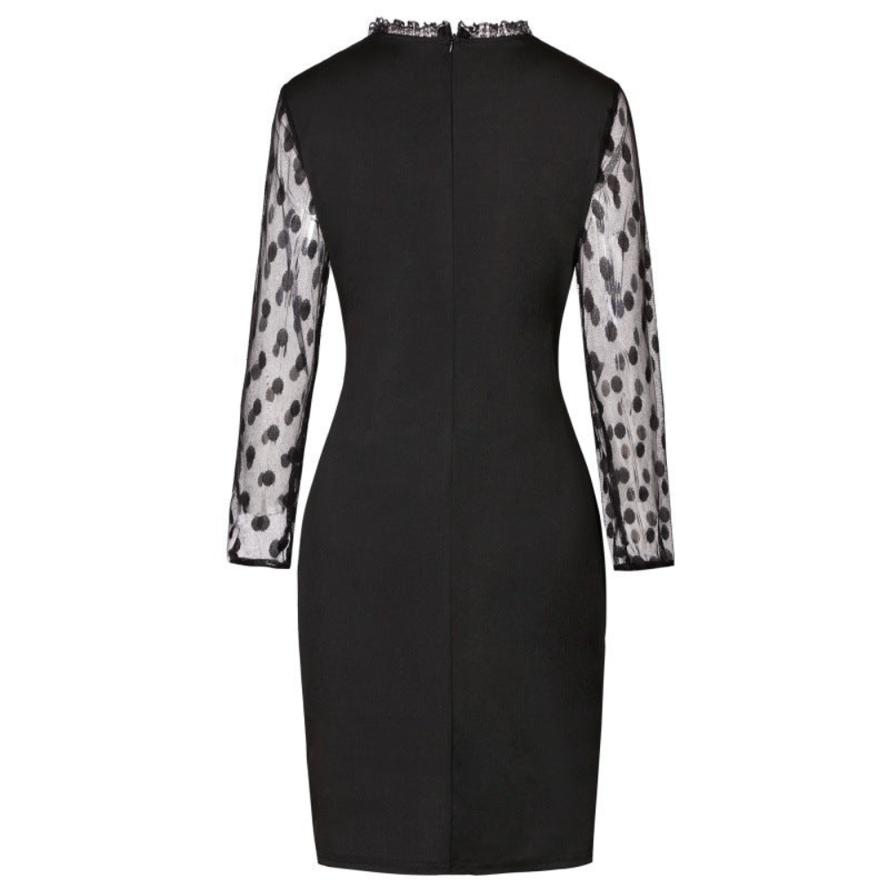 Robe à Pois | Manche Transparente | Élégante Mini Robe