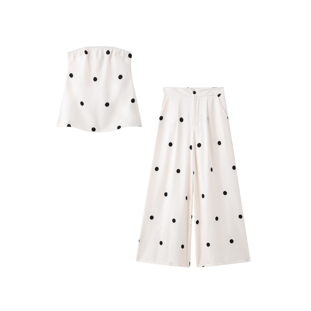 Ensemble Deux Pièces | Tenue Femme à Pois | Ensemble Assorti Tendance