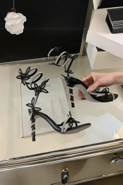 Chaussures de danse latine, Femmes | Talons à fleurs | Bride cheville