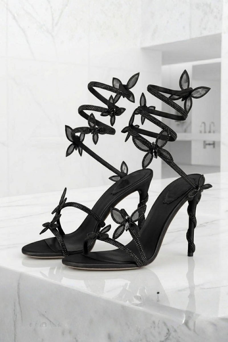Chaussures de danse latine, Femmes | Talons à fleurs | Bride cheville