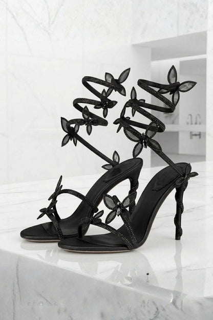 Chaussures de danse latine, Femmes | Talons à fleurs | Bride cheville
