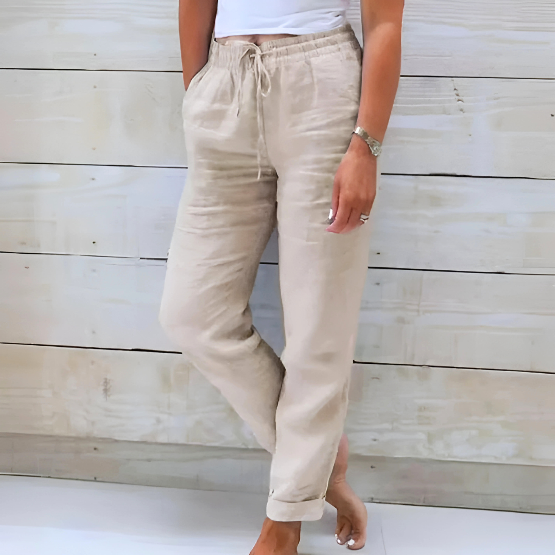 Pantalon femme léger extensible coupe confortable en plusieurs coloris