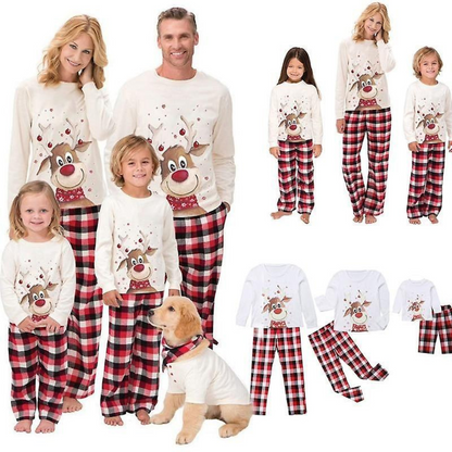 Pyjama Noël famille assorti coton manches longues motif festif