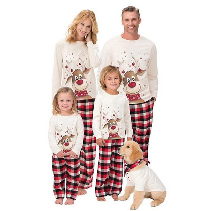 Pyjama Noël famille assorti coton manches longues motif festif