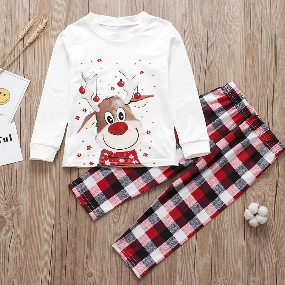 Pyjama Noël famille assorti coton manches longues motif festif