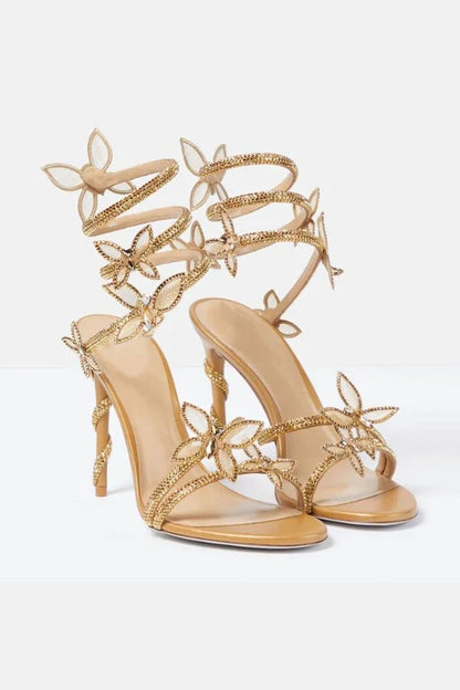 Chaussures de danse latine, Femmes | Talons à fleurs | Bride cheville