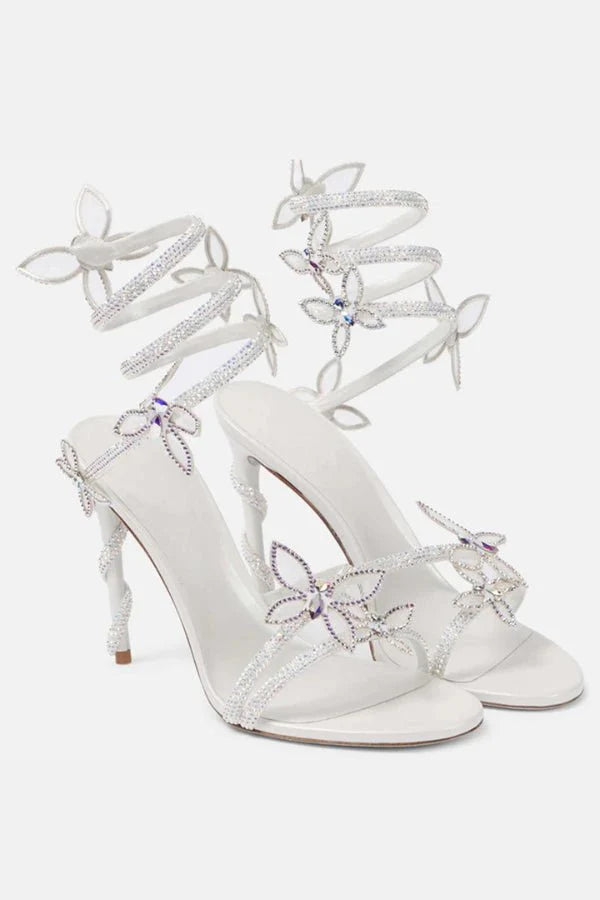 Chaussures de danse latine, Femmes | Talons à fleurs | Bride cheville