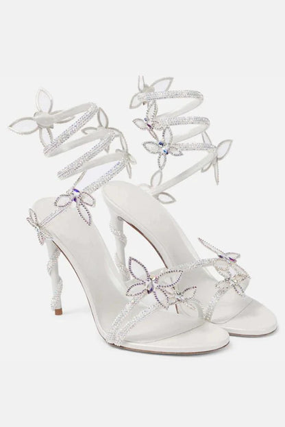 Chaussures de danse latine, Femmes | Talons à fleurs | Bride cheville