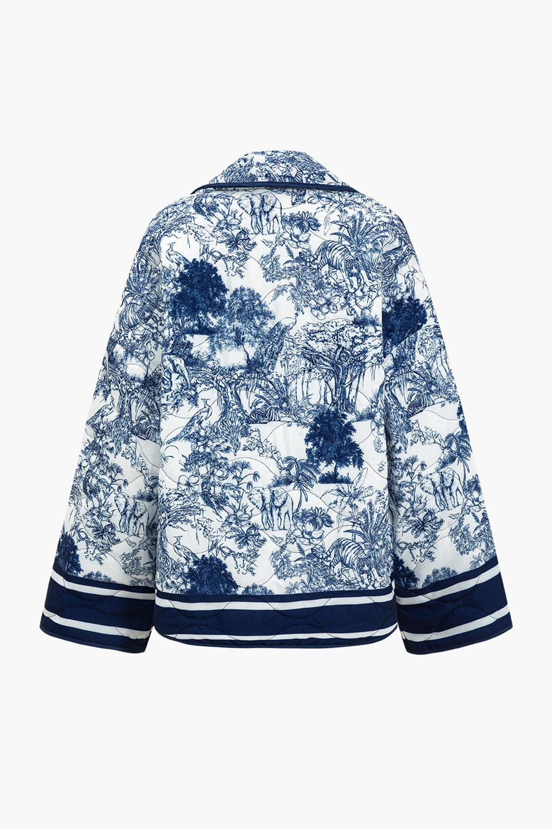 Veste Matelassée Femme | Motif Floral Bleu, Coupe Confortable