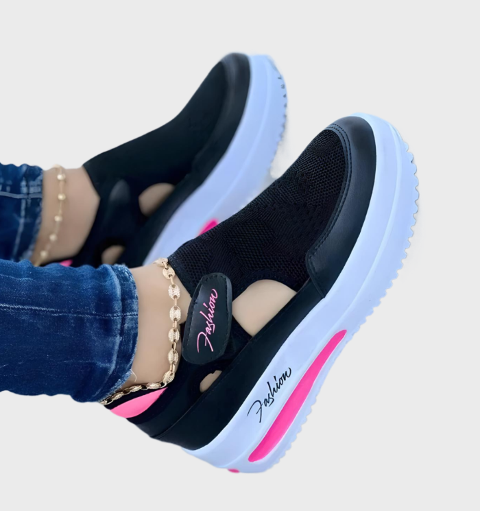Baskets femmes respirantes - semelle épaisse - Velcro-Chaussures-PARIS FEMME