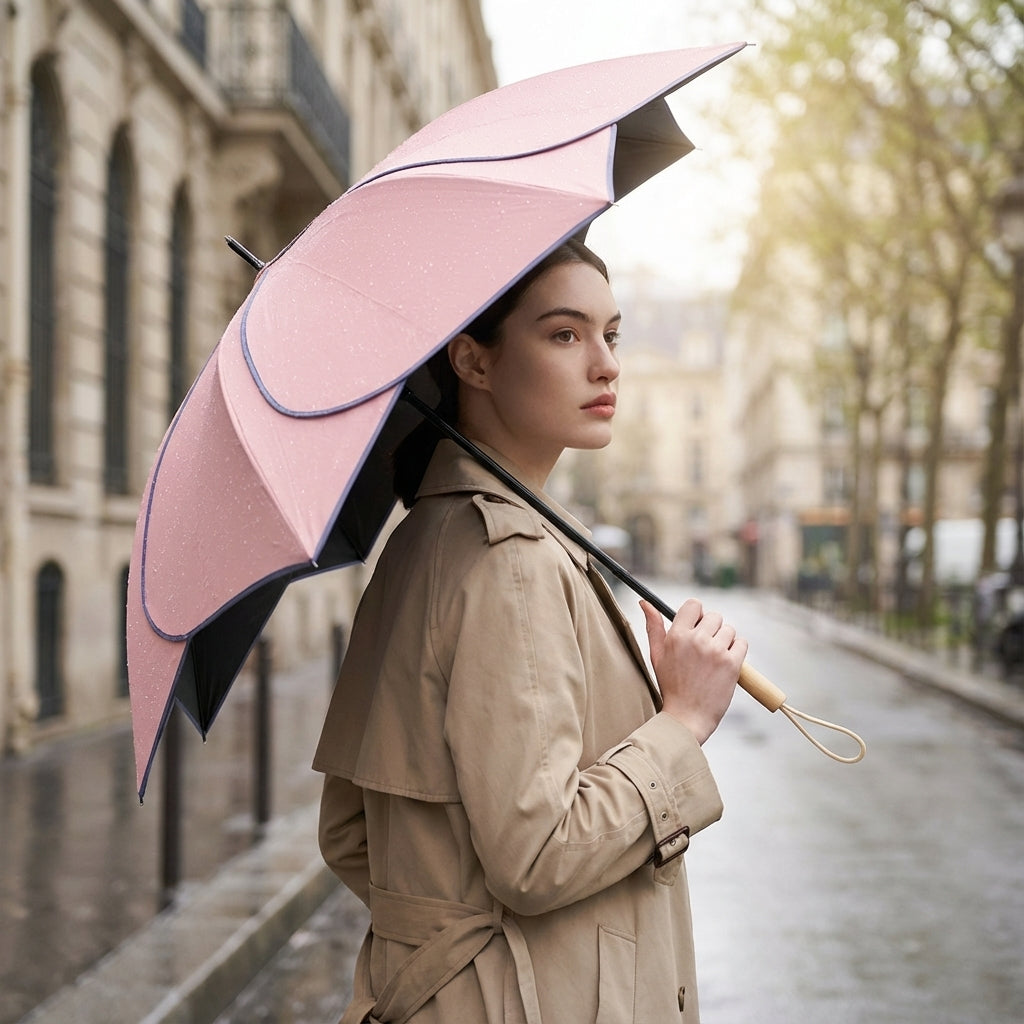 Parapluie femme motif floral | Protection pluie et UV | Woodloom