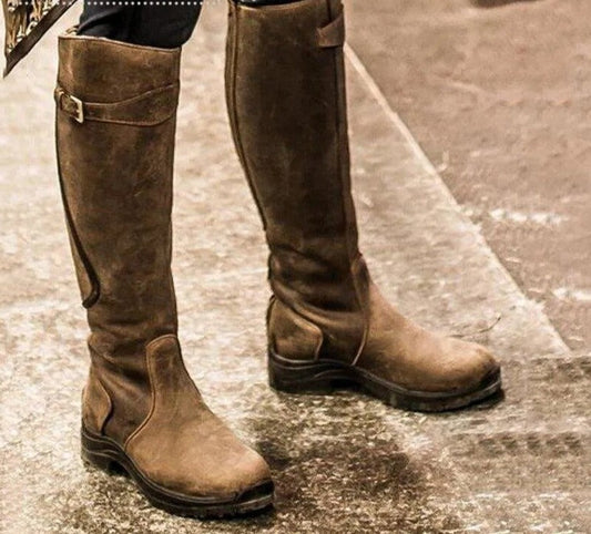 Bottes gladiateur cuir décontractées - petit talon - tendance-Chaussures-PARIS FEMME