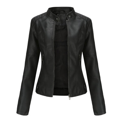 Veste en Cuir Femme | Col Mao | Noir, Multicolore