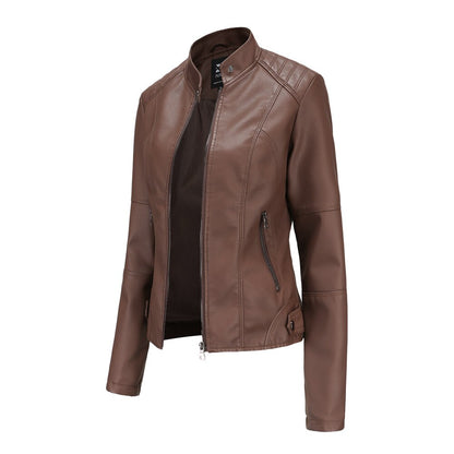 Veste en Cuir Femme | Col Mao | Noir, Multicolore