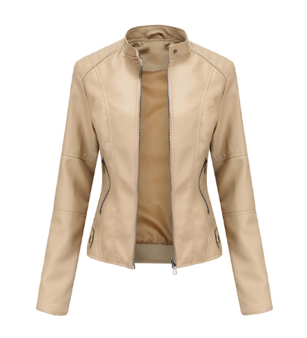 Veste en Cuir Femme | Col Mao | Noir, Multicolore