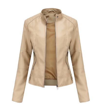 Veste en Cuir Femme | Col Mao | Noir, Multicolore