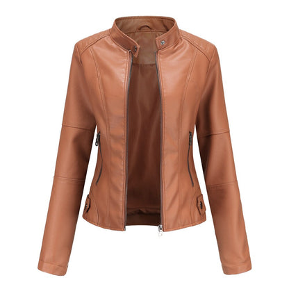 Veste en Cuir Femme | Col Mao | Noir, Multicolore