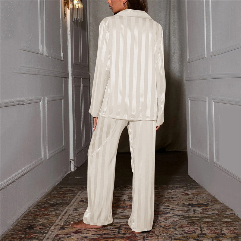 Pyjama Satin Femme | Ensemble 2 Pièces, Motif Rayé | Confort Élégant