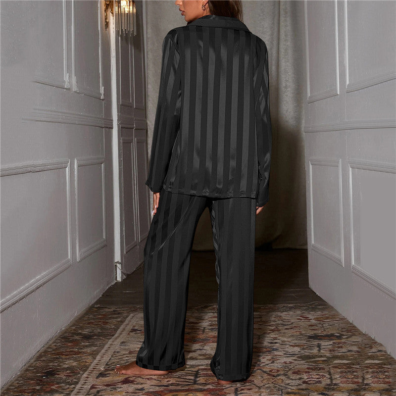 Pyjama Satin Femme | Ensemble 2 Pièces, Motif Rayé | Confort Élégant