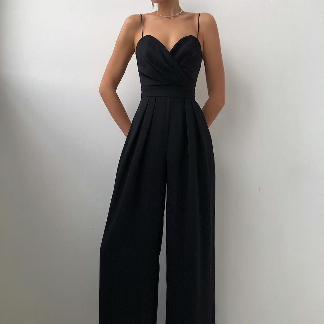 Combinaison Femme | Jambe Large, Bretelles Fines | Élégante pour Soirée