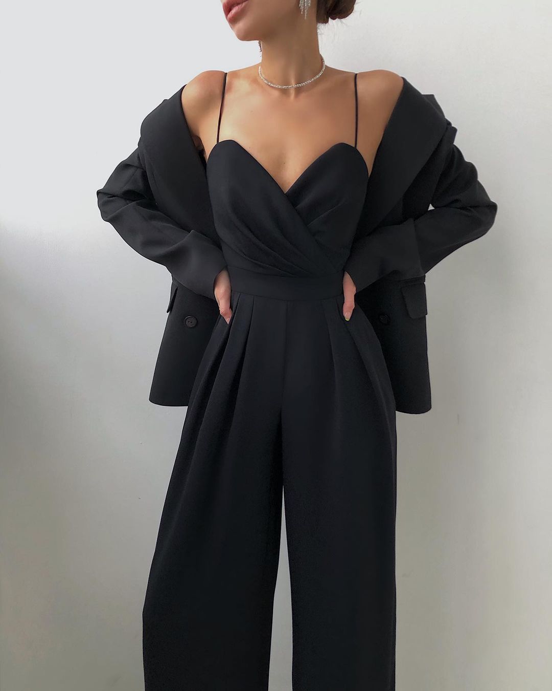 Combinaison Femme | Jambe Large, Bretelles Fines | Élégante pour Soirée