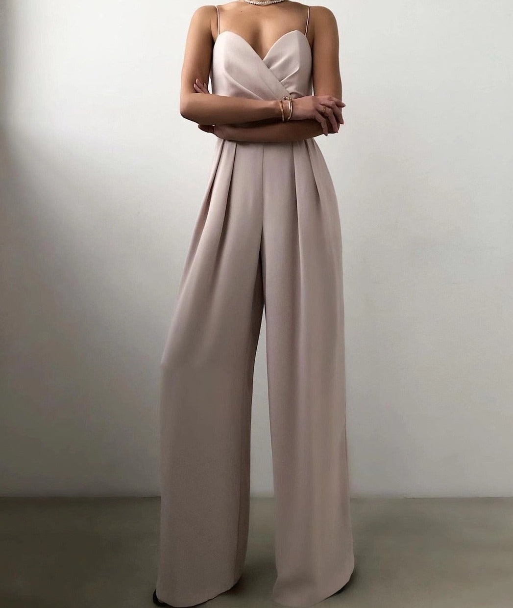 Combinaison Femme | Jambe Large, Bretelles Fines | Élégante pour Soirée