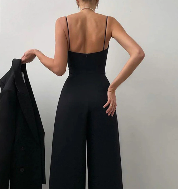 Combinaison Femme | Jambe Large, Bretelles Fines | Élégante pour Soirée