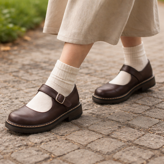 Chaussures Mary Jane Femme Bout Rond Bride Boucle Talon Bas