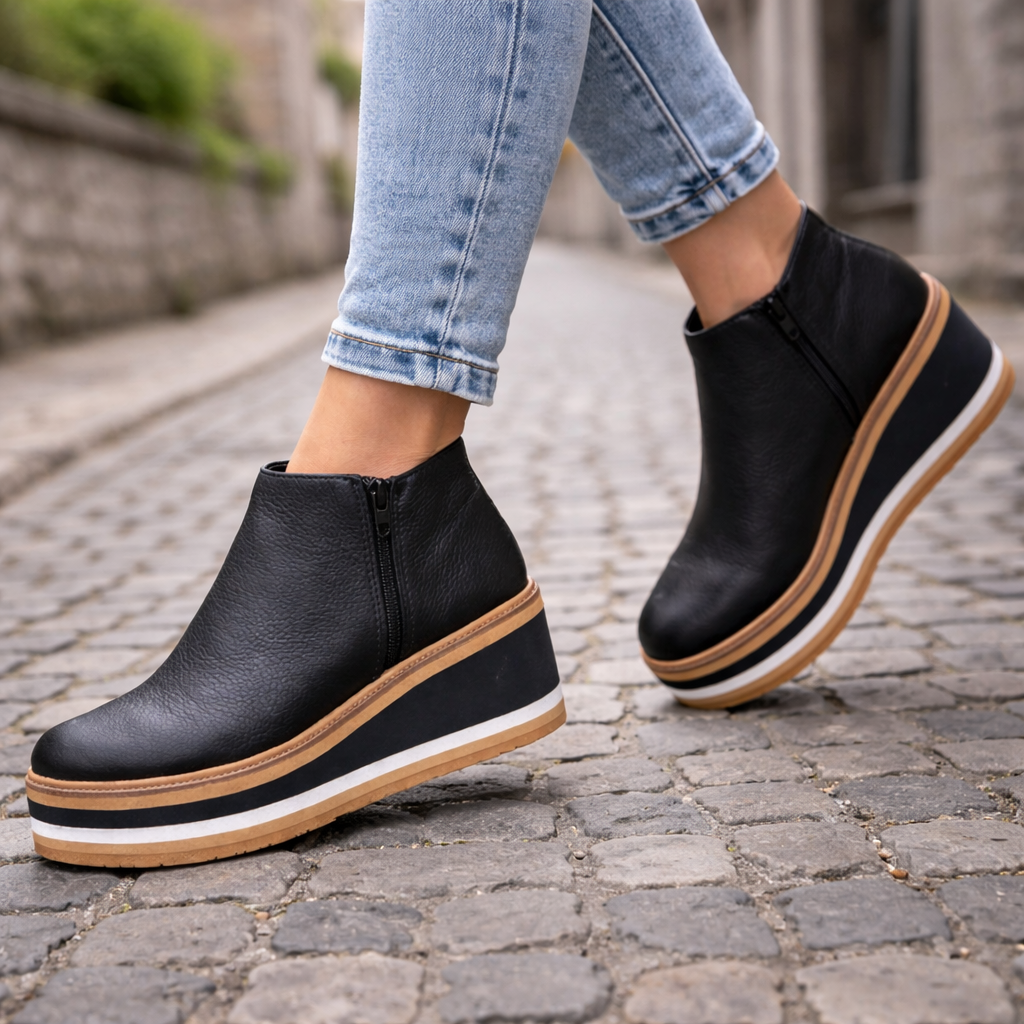 Bottines Femme | Compensée Plateforme | Fermeture Latérale, Cuir Synthétique