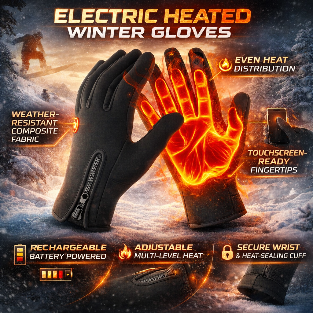 Gants chauffants batterie rechargeable avec zones chauffantes et bouts des doigts tactiles, hiver
