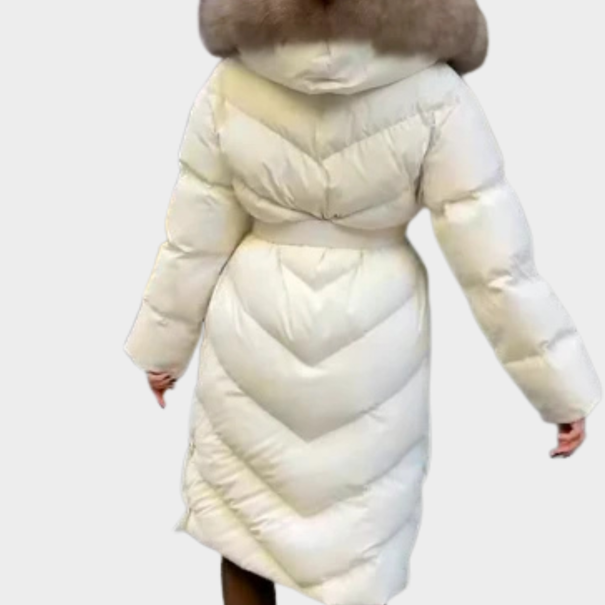 Manteau long femme hiver avec col fourrure chaud