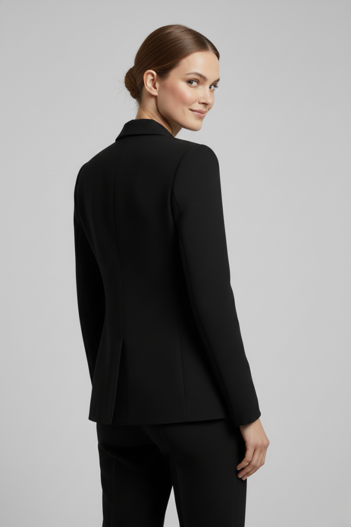 Blazer femme croisé double boutonnage boutons dorés col revers large coupe cintrée