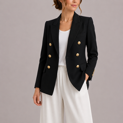 Blazer femme boutonnage croisé | Boutons dorés, col cranté