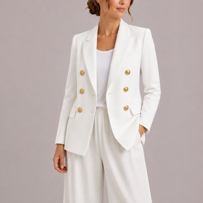 Blazer femme boutonnage croisé | Boutons dorés, col cranté
