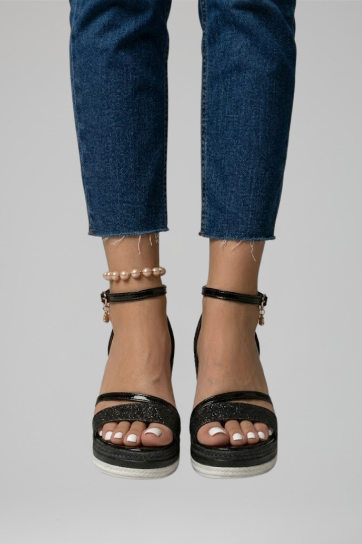 Sandales orthopédiques semelle rembourrée bout ouvert slip-on plateforme basse