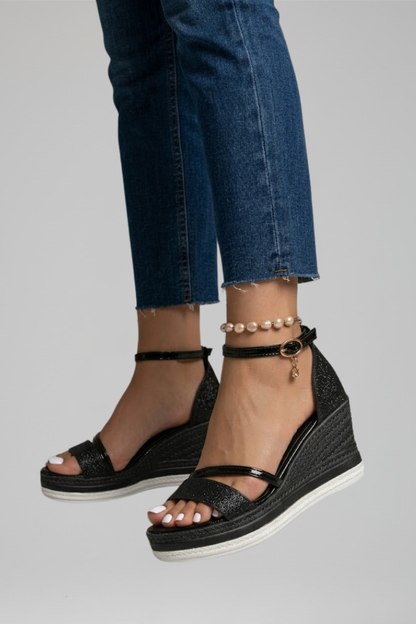 Sandales orthopédiques semelle rembourrée bout ouvert slip-on plateforme basse