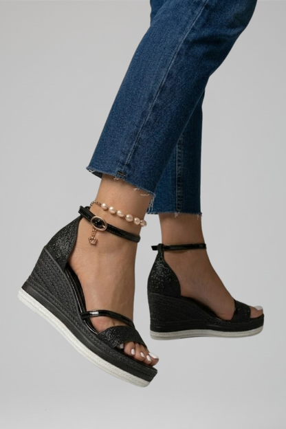 Sandales orthopédiques semelle rembourrée bout ouvert slip-on plateforme basse