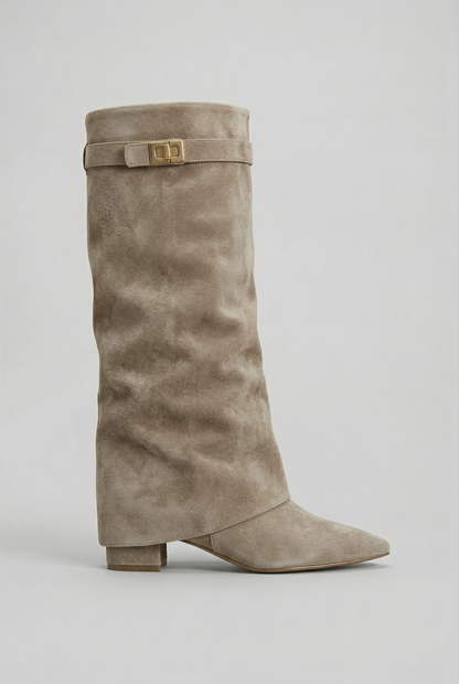 Bottes Montantes | Talon Bloc, Fermeture Latérale | Suède et Cuir