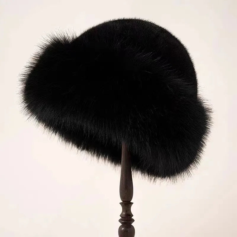 Bonnet hiver femme rebord fausse fourrure protection oreilles taille unique