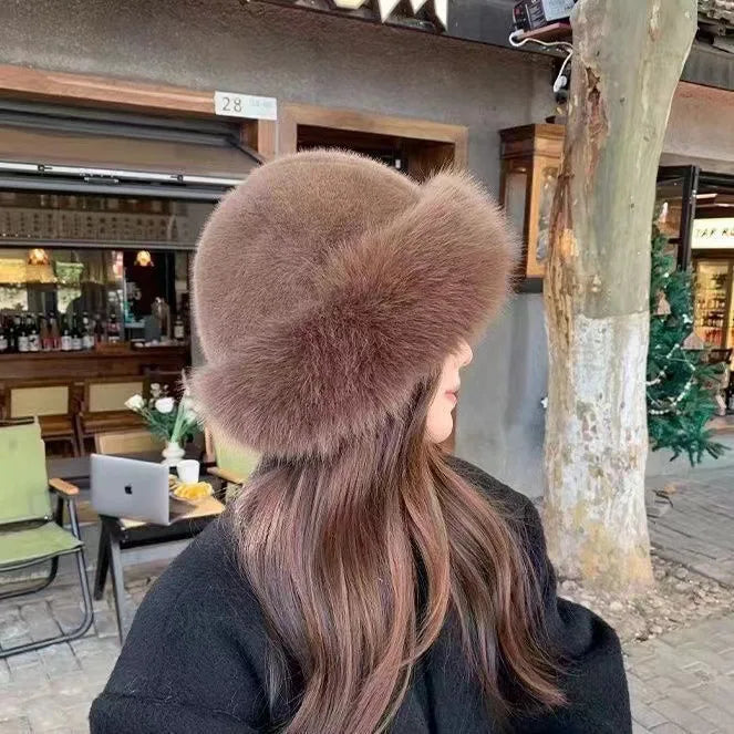 Bonnet hiver femme rebord fausse fourrure protection oreilles taille unique