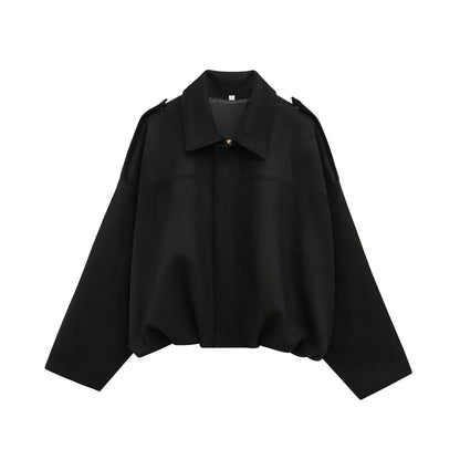 Veste Bomber Suède | Marron Vert Oversized Vintage