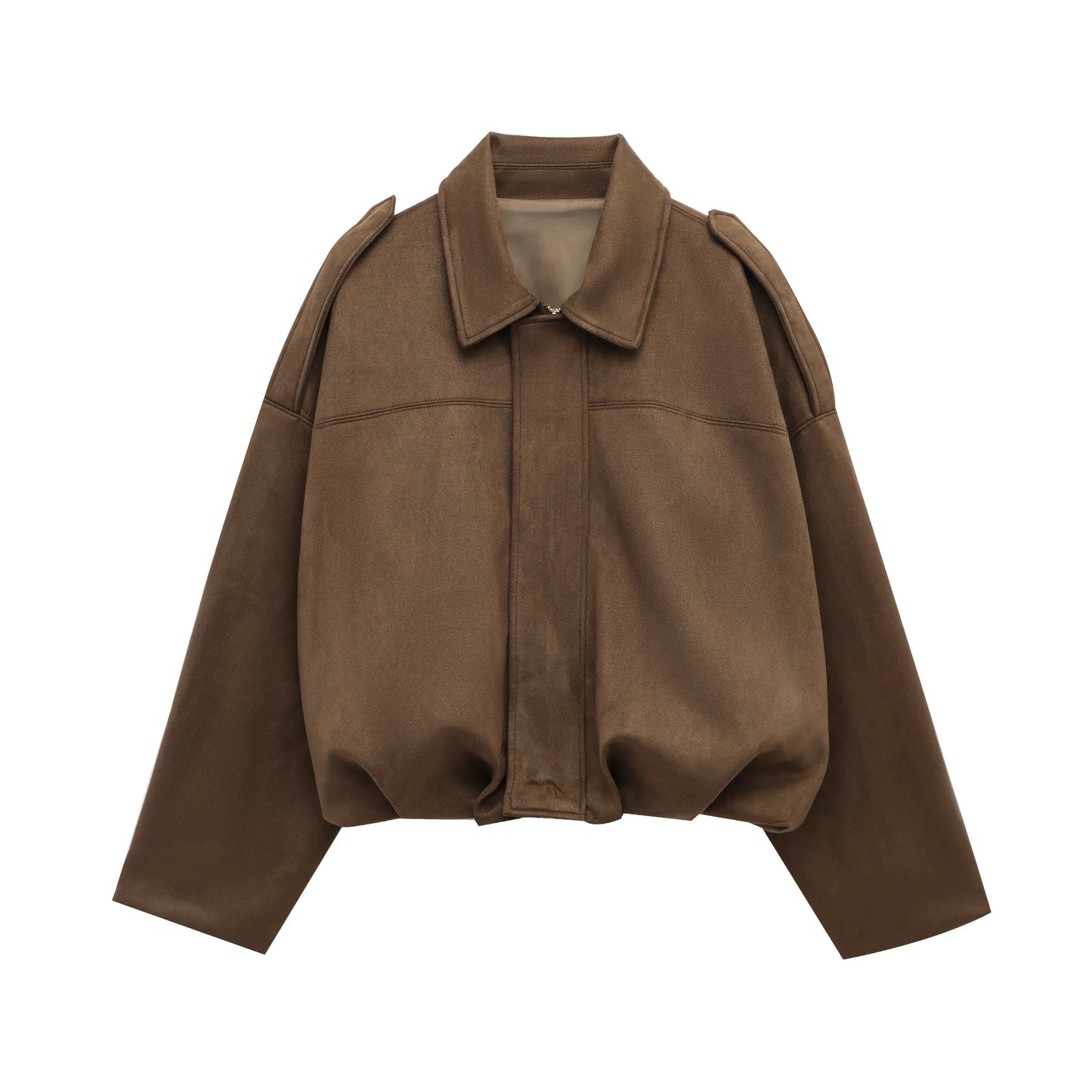 Veste Bomber Suède | Marron Vert Oversized Vintage
