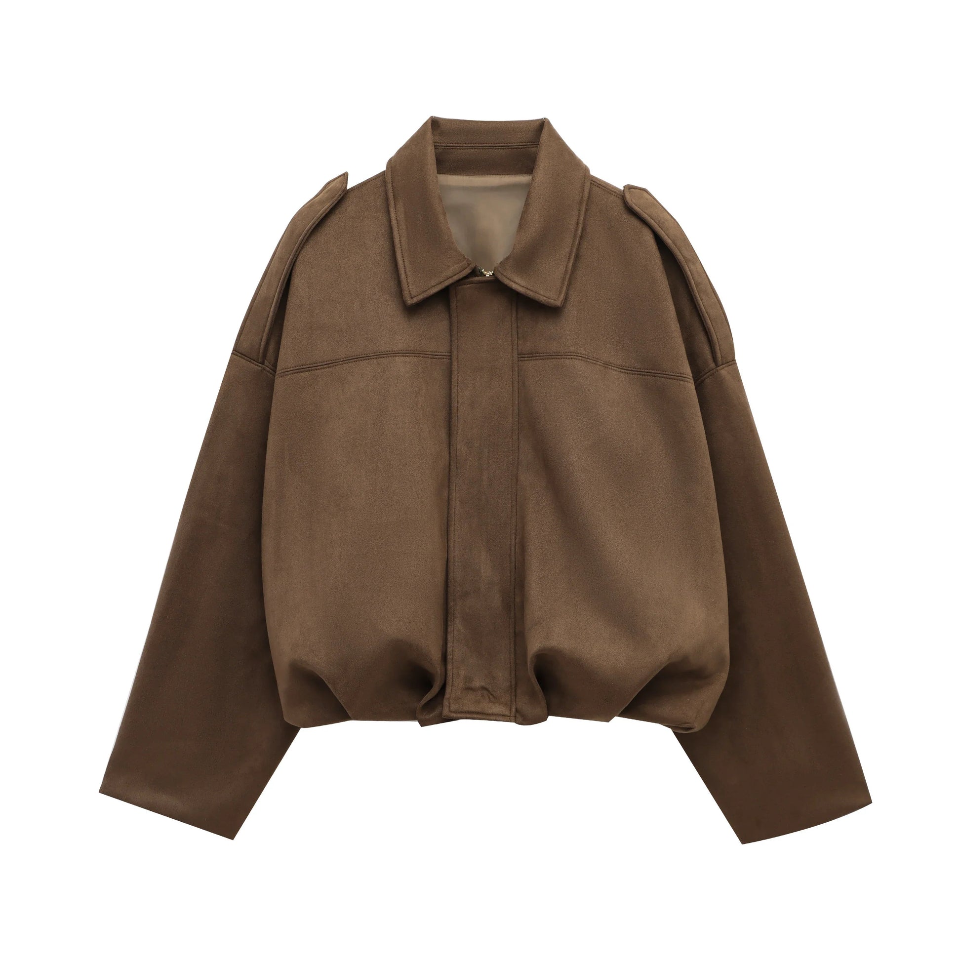 Veste Bomber Suède | Marron Vert Oversized Vintage
