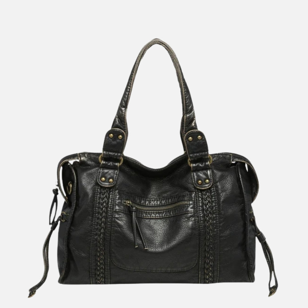 Sac à Main Noir Femme | Bandoulière Cuir Synthétique | Poches à Fermeture