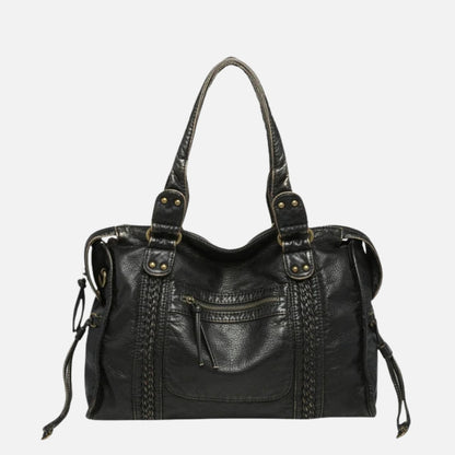 Sac à Main Noir Femme | Bandoulière Cuir Synthétique | Poches à Fermeture