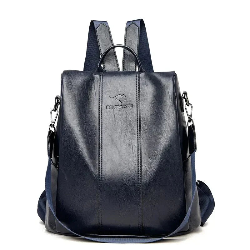 Sac à Dos Scolaire Femme | Cuir Noir, Anti-Vol | Cuir PU, Poches Multiples